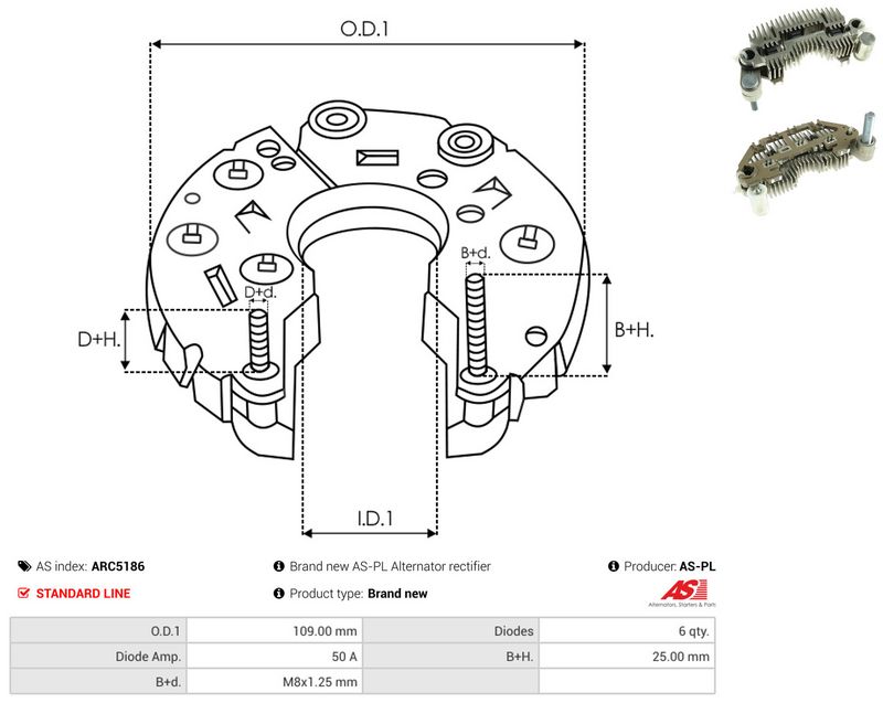 AS-PL ARC5186 Rectifier, alternator