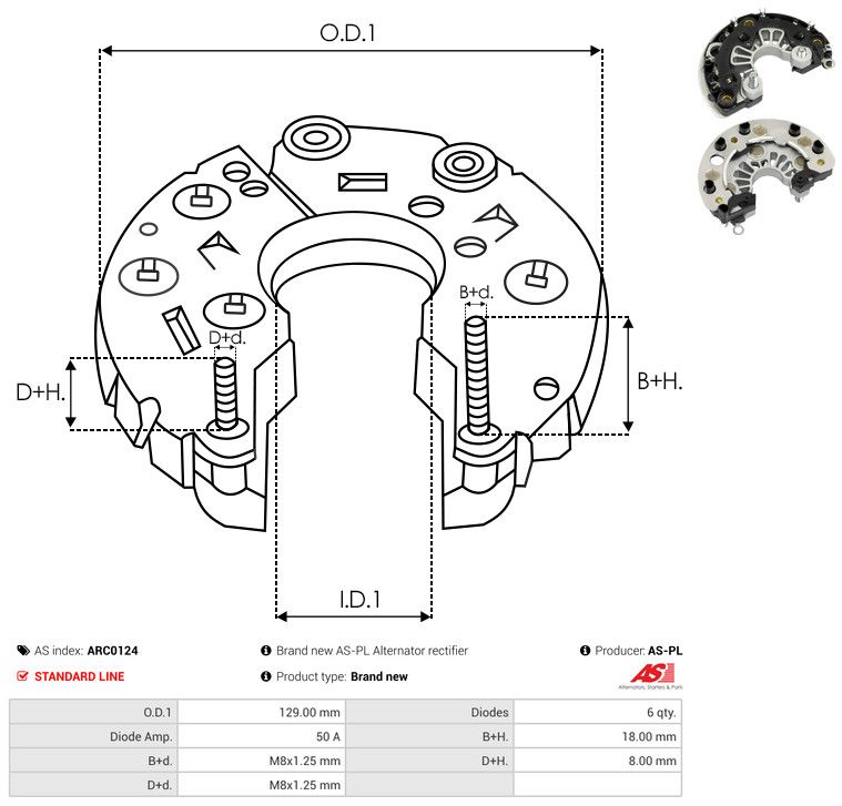 AS-PL ARC0124 Rectifier, alternator