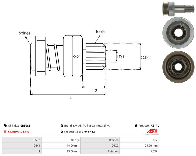 AS-PL SD5085 Freewheel Gear, starter