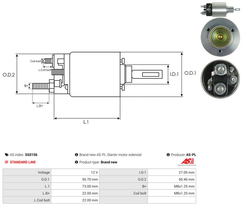 Magnetlülitus, starter, AS-PL SS0156