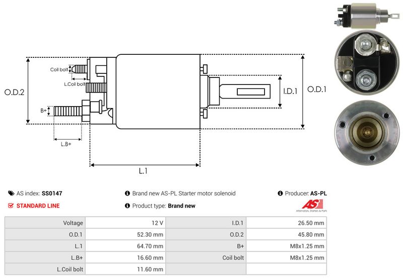 Magnetlülitus, starter, AS-PL SS0147