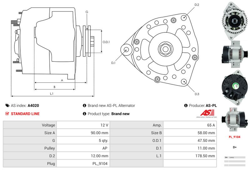 AS-PL A4020 Alternator