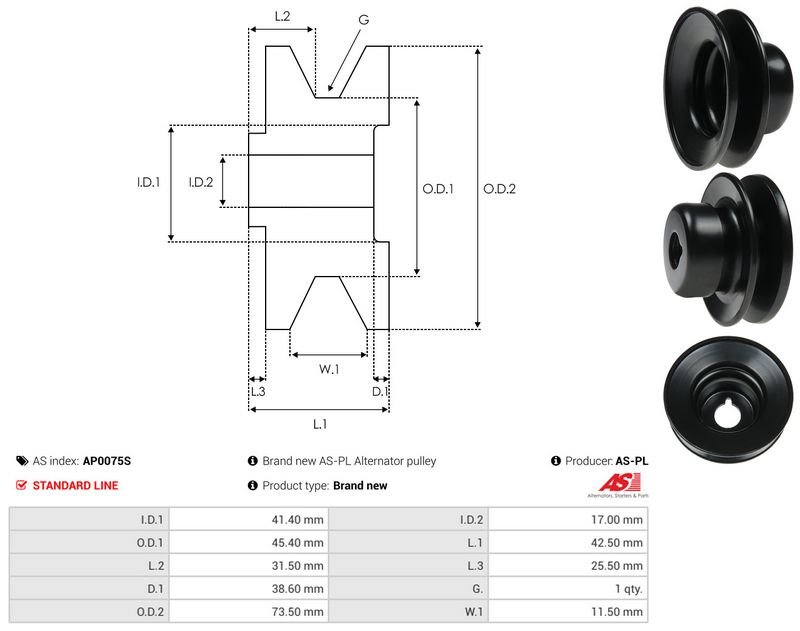 Rihmaratas, generaator, AS-PL AP0075S