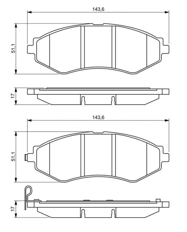 Piduriklotsi komplekt, ketaspidur, BOSCH 0 986 494 343