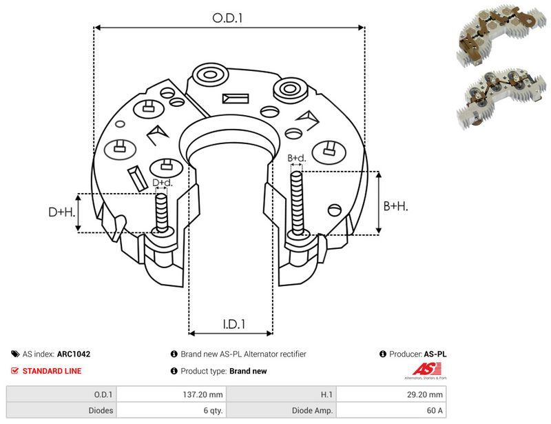 AS-PL ARC1042 Rectifier, alternator