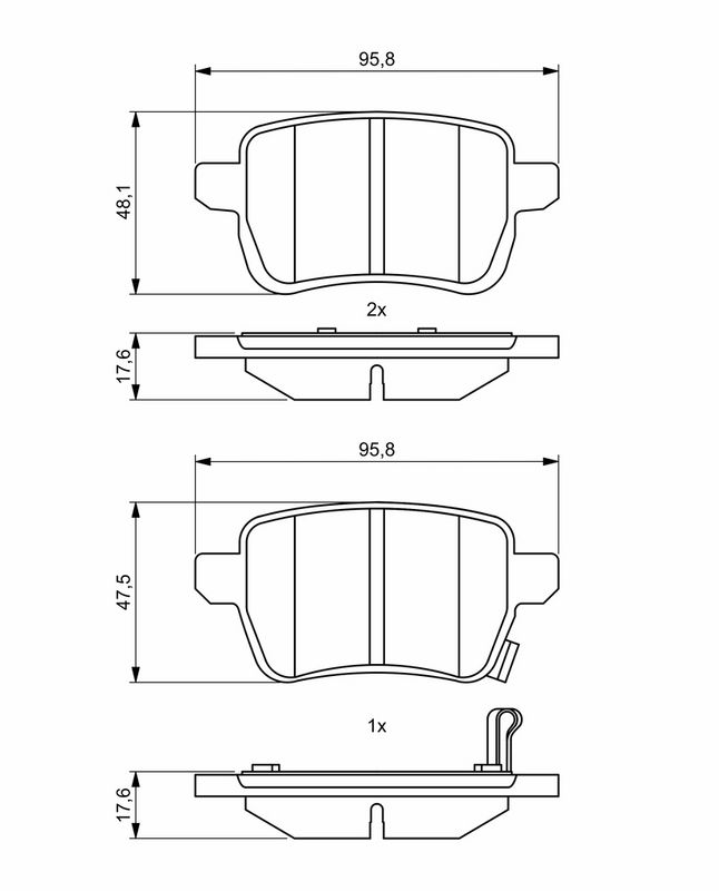 Piduriklotsi komplekt, ketaspidur, BOSCH 0 986 494 802