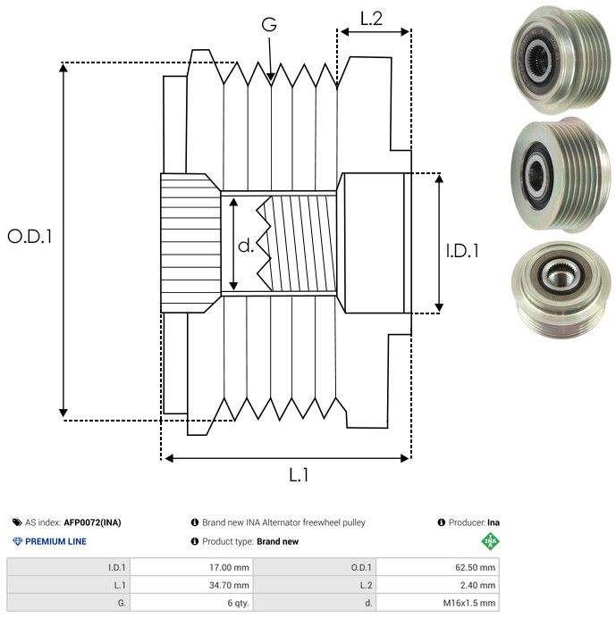 AS-PL AFP0072(INA) Alternator Freewheel Clutch