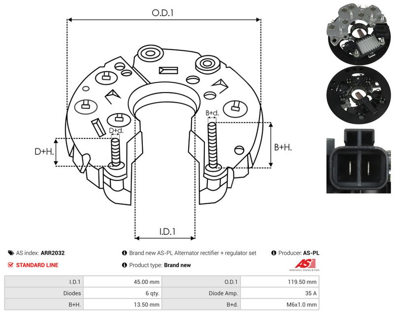AS-PL ARR2032 Rectifier, alternator