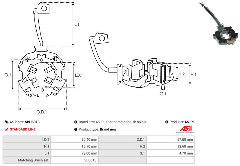 AS-PL SBH6013 Holder, carbon brushes