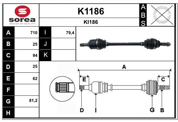 SNRA K1186 - Axle Shaft