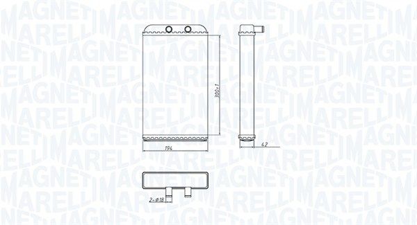 Теплообмінник, система опалення салону, Magneti Marelli 350218402000