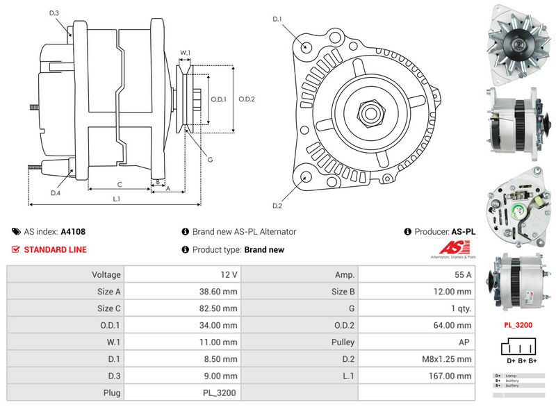 AS-PL A4108 Alternator