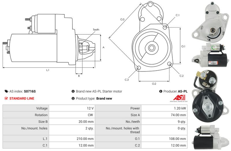 Starter, AS-PL S0716S