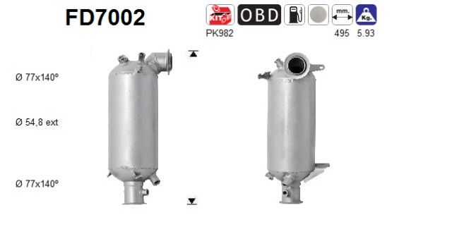 Filtru funingine/particule, sist.de esapament AS-PL FD7002
