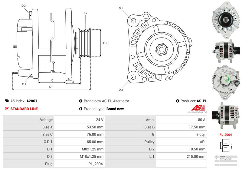 AS-PL A2061 Alternator