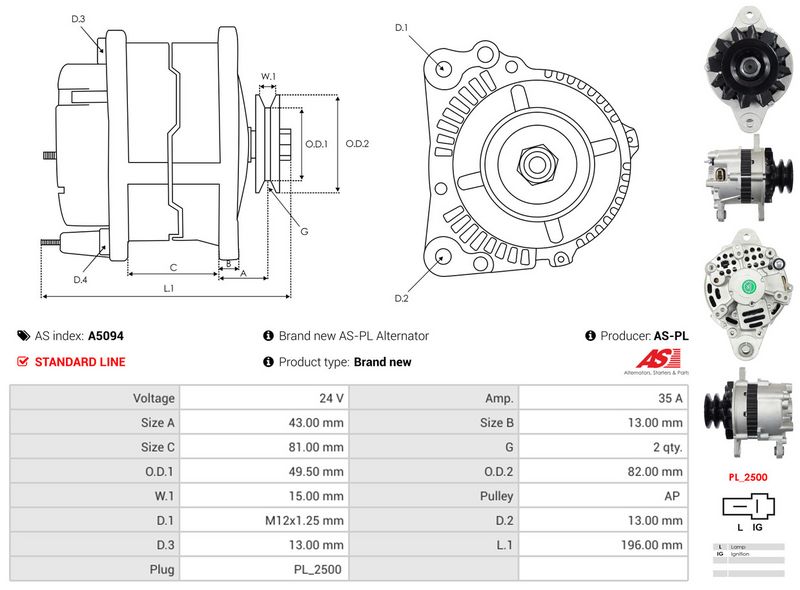 AS-PL A5094 Alternator