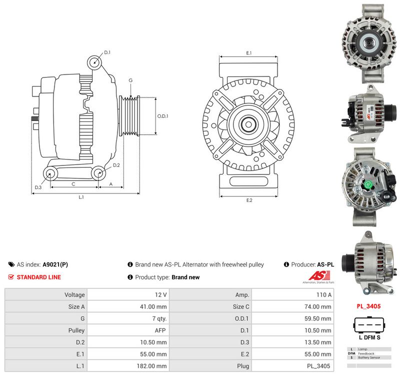 Generaator, AS-PL A9021(P)