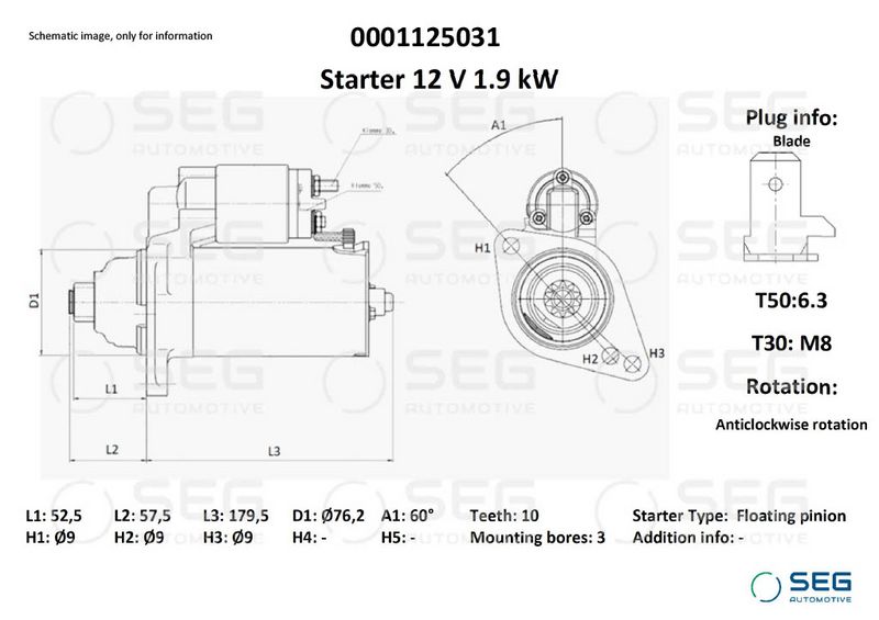 SEG Automotive 0001125031 Starter