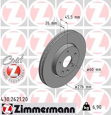 Гальмівний диск, Zimmermann 430.2621.20