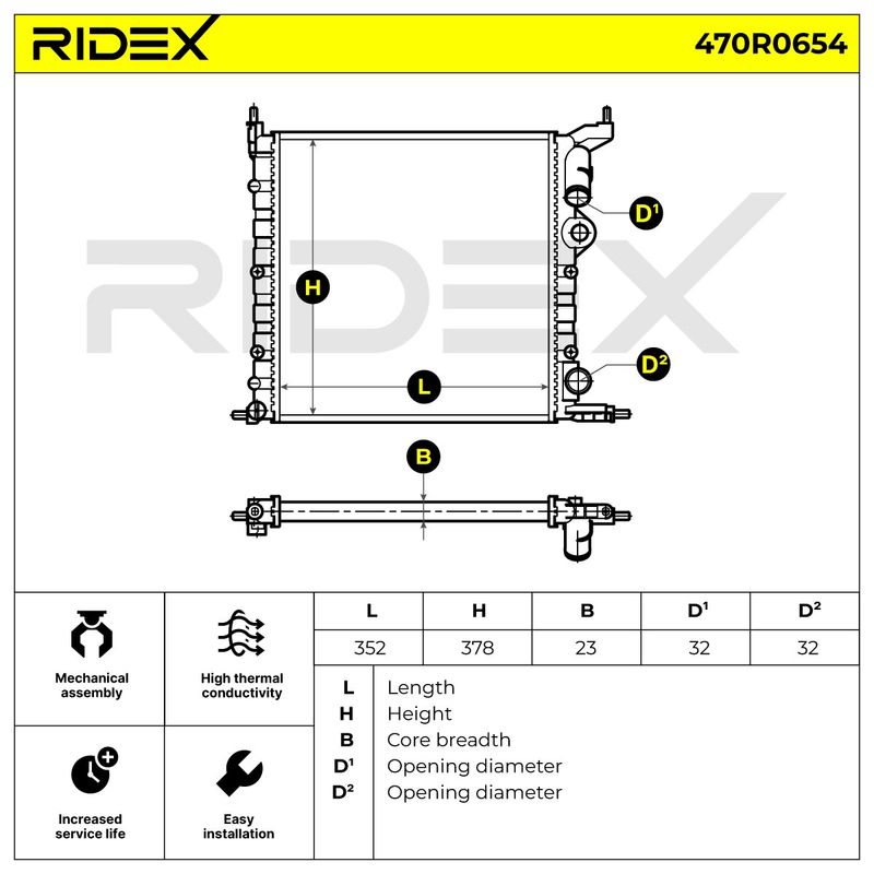 радиатор, охлаждане на двигателя RIDEX