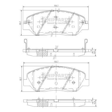 Комплект гальмівних накладок, дискове гальмо, Nipparts N3605051