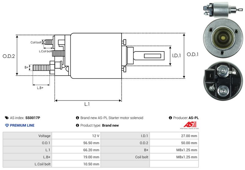 AS-PL SS0017P Solenoid Switch, starter