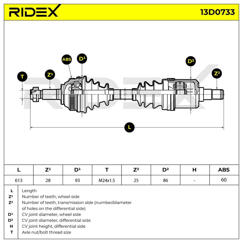 полуоска RIDEX
