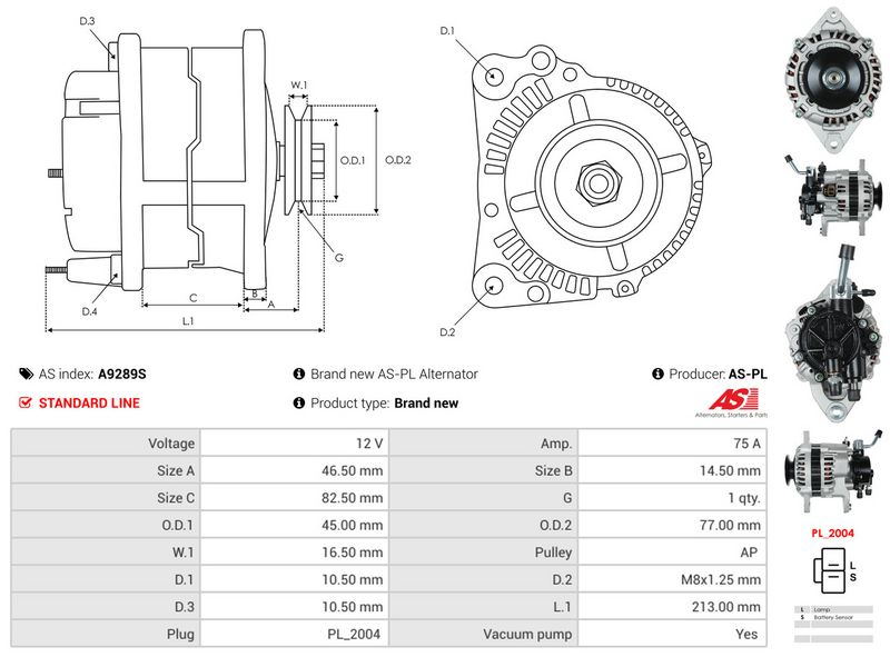 AS-PL A9289S Alternator