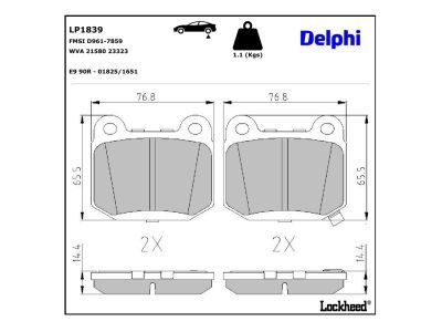 DELPHI LP1839 Brake Pad Set, disc brake