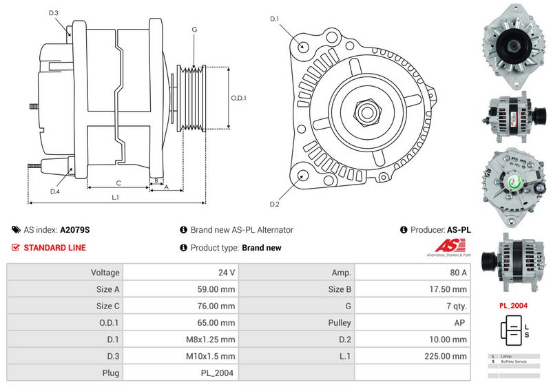 AS-PL A2079S Alternator