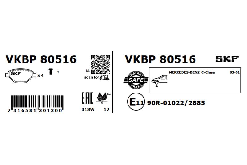 SKF VKBP 80516 Brake Pad Set, disc brake