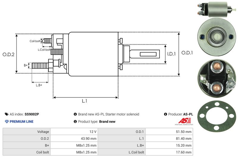 AS-PL SS9002P Solenoid Switch, starter