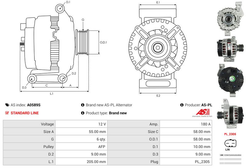AS-PL A0589S Alternator
