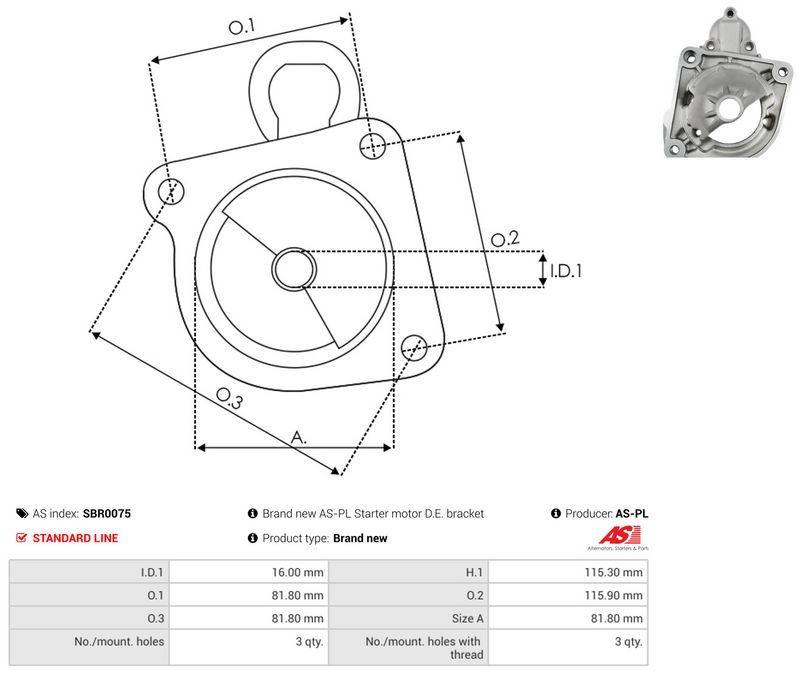 AS-PL SBR0075 Starter Lid, carburettor
