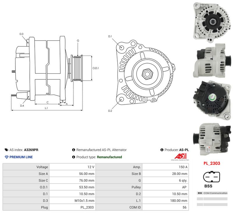 Generaator, AS-PL A3269PR