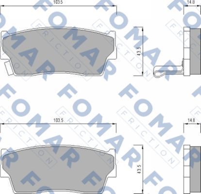 Комплект гальмівних накладок, дискове гальмо, Fomar 623781