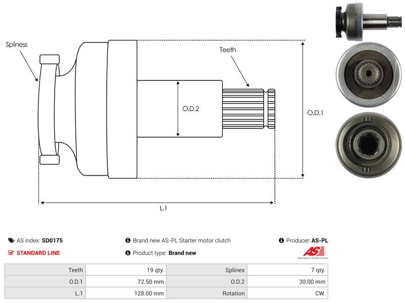 AS-PL SD0175 Pinion, starter