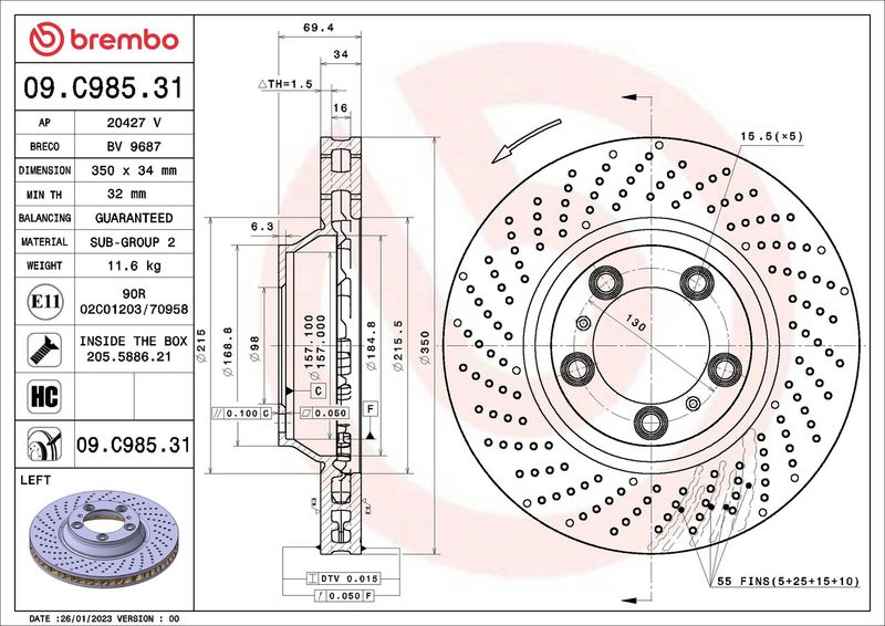 BREMBO 09.C985.31 Brake Disc