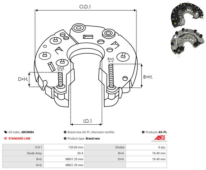 AS-PL ARC0084 Rectifier, alternator