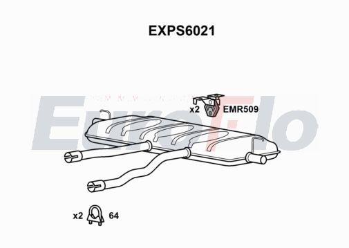 Вихлопний глушник Porsche 955 Cayenne, Cayenne S 4.5L.