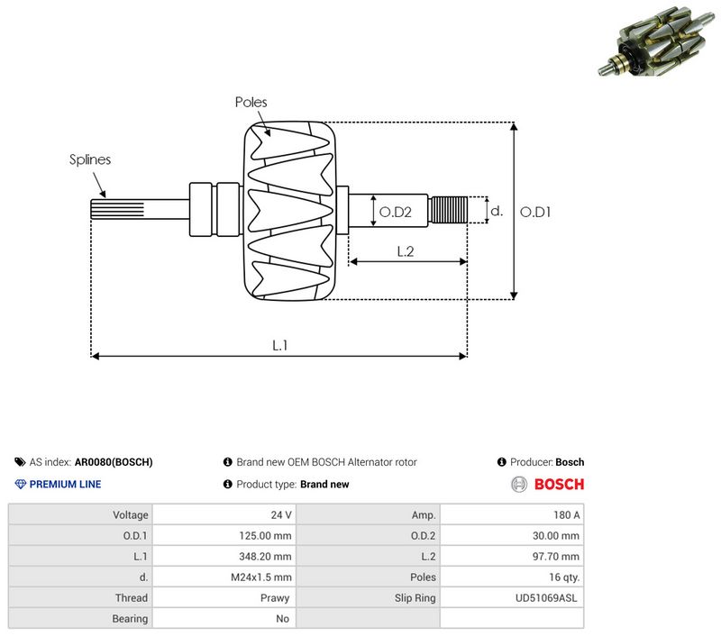 AS-PL AR0080(BOSCH) Rotor, alternator