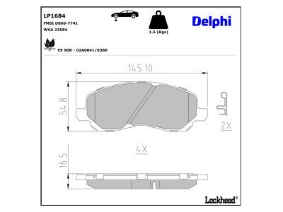 DELPHI LP1684 Brake Pad Set, disc brake