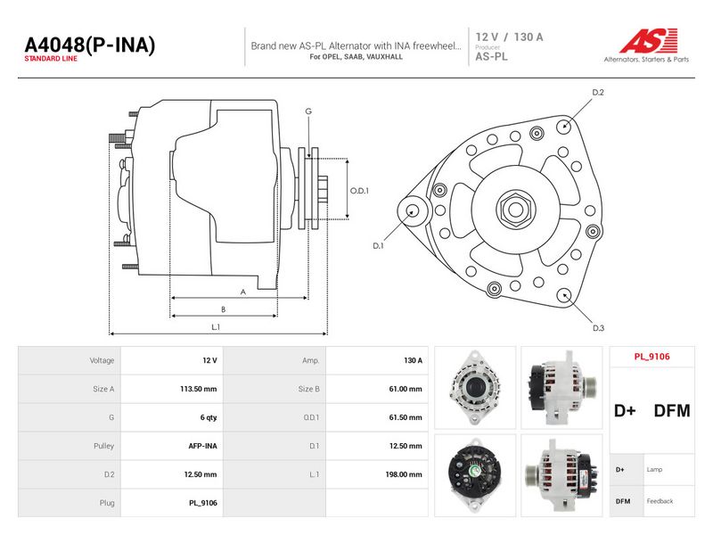 Generaator, AS-PL A4048(P-INA)