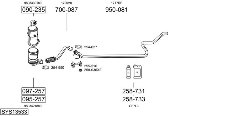 BOSAL kipufogórendszer SYS13533