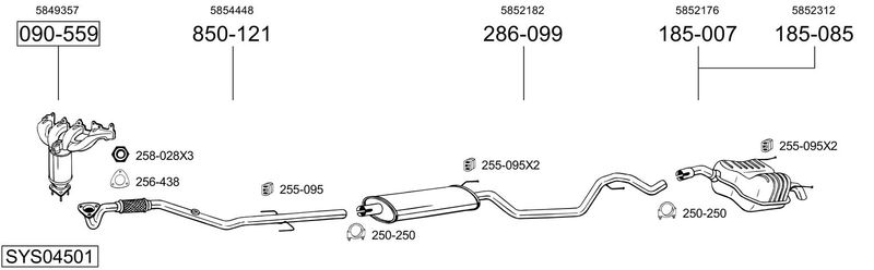 BOSAL kipufogórendszer SYS04501