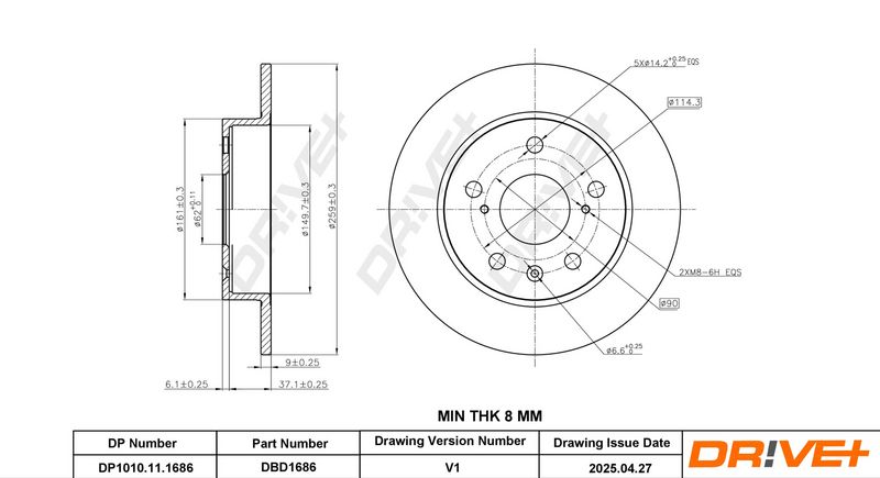 Disc frana DP1010.11.1686 Dr!ve+