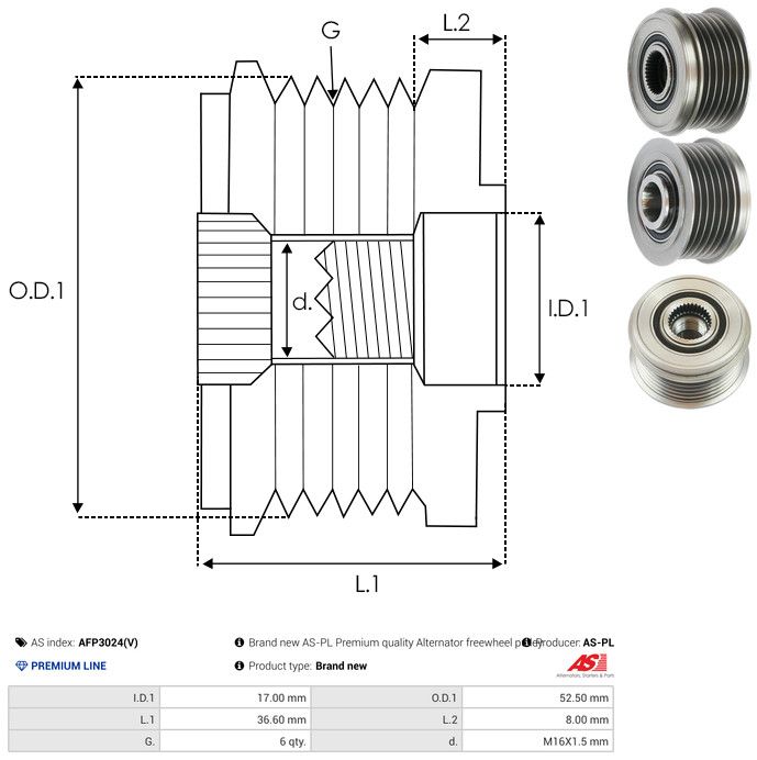 AS-PL AFP3024(V) Alternator Freewheel Clutch