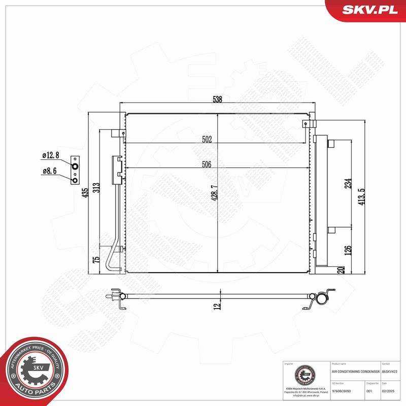 ESEN SKV 86SKV422 - Condenser, air conditioning