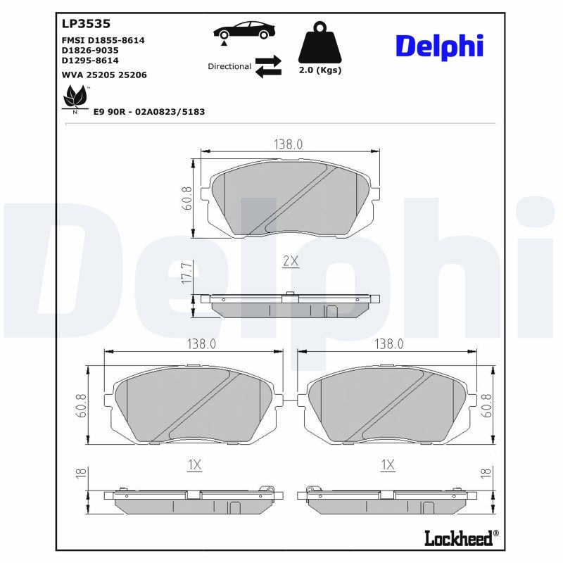 Piduriklotsi komplekt, ketaspidur, DELPHI LP3535
