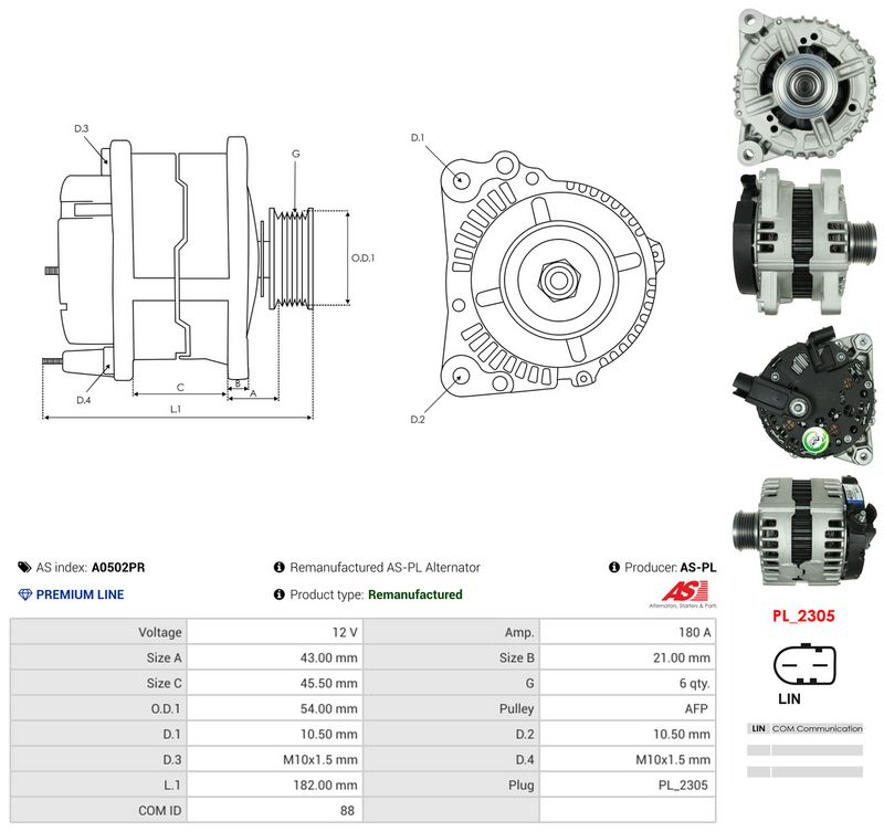 Generaator, AS-PL A0502PR